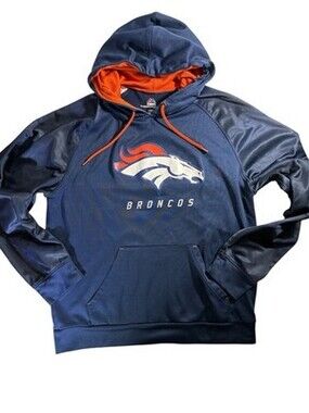 Majestic Therma Base Denver Broncos Hooded Sweatshirt Hoodie NFL Men’s Large
